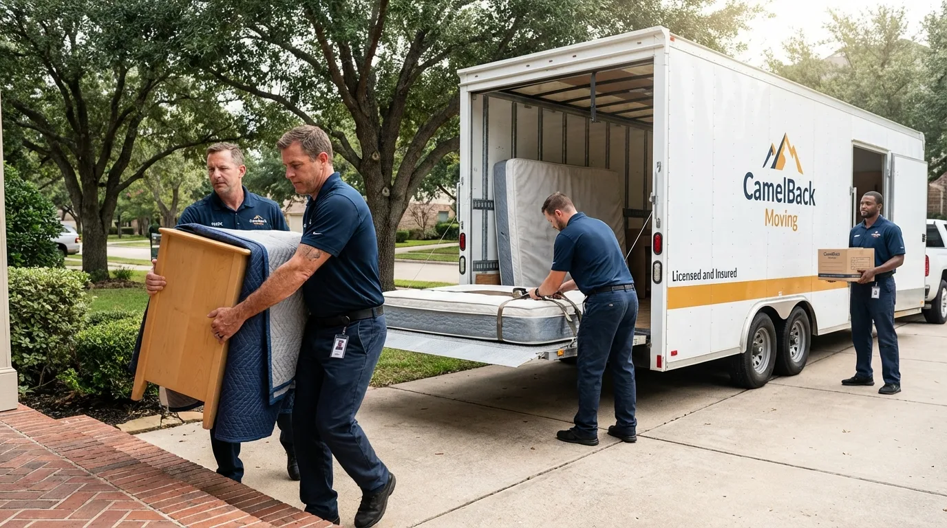 Crew loading residential truck for cross-state move from Bellingham, WA