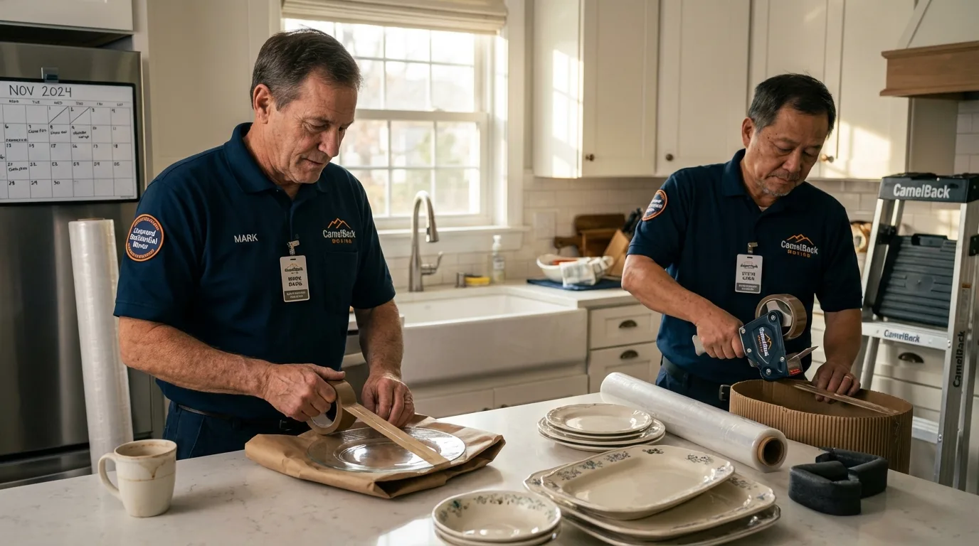 Professional crew packing kitchen dishware in Bellingham, WA